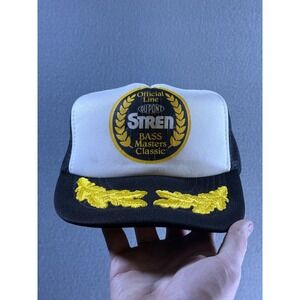 Vintage Stren Bass Masters Classic Hat Cap Snap Back Mens One Size Black Trucker